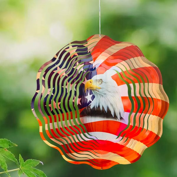 3 pcs American Flag Eagle Metal Wind Chime