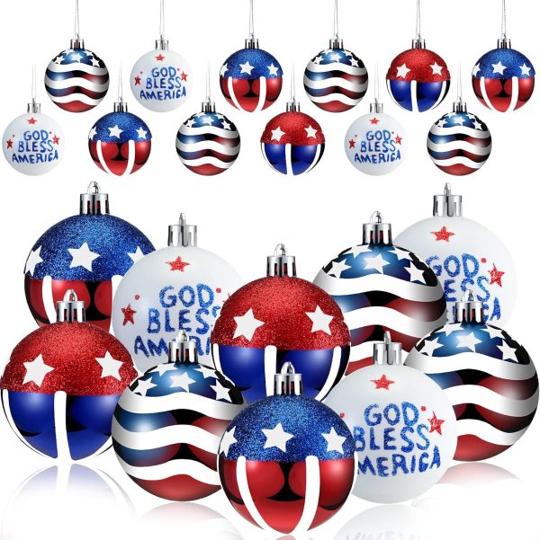 48 Pieces Christmas Patriotic Hanging Ornaments